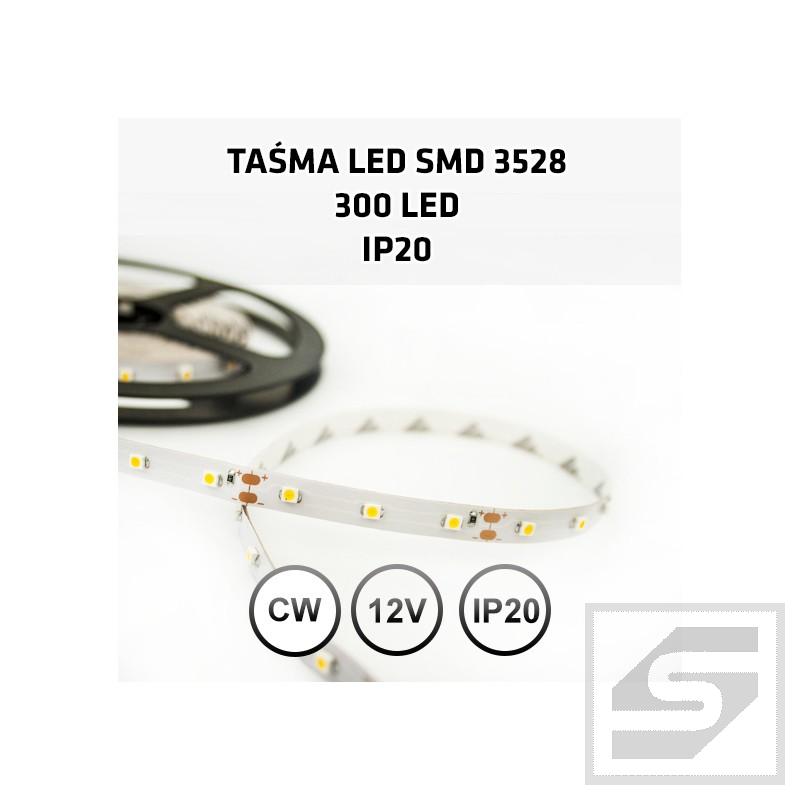 Taśma LED biała zimna300LED/5m 3528 12VDC/IP20/24W LC3528-60LED-4.8W-CW