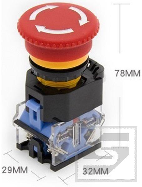 Przełącznik bezpieczeństwa 10A/440V grzybek 40mm;TB38;otwór montaź.22mm