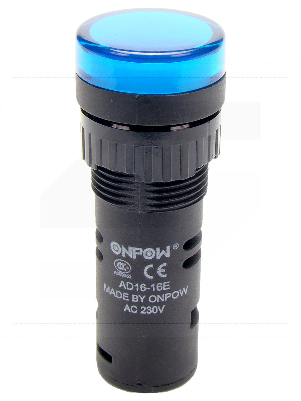 Kontrolka AD16-16E/B-230VAC;16mm; niebieska;podśw.LED 230V;IP40;ONPOW