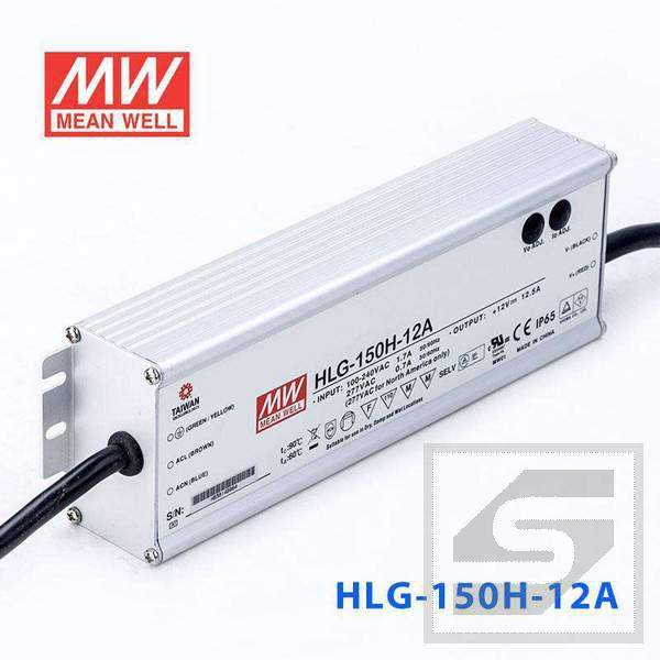 Zasilacz LED HLG-150H-12A Mean Well 150W;12VDC;12.5A;IP65;228x68x38.8mm