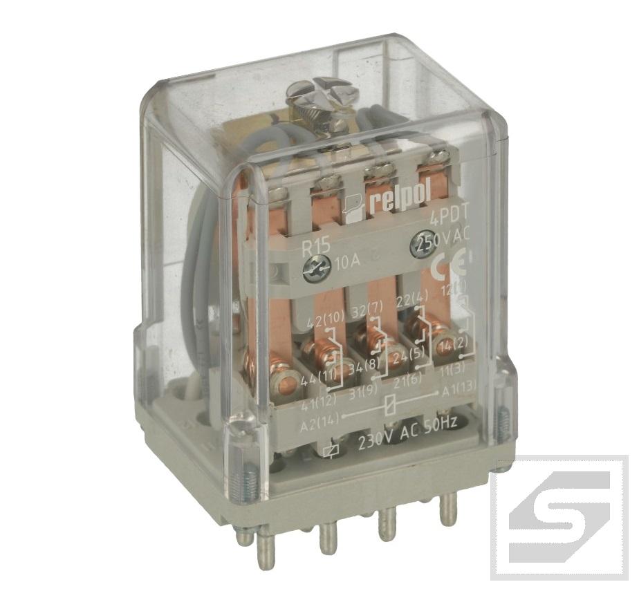 Przekaźnik R15 4PDT 230VAC 10A TYP(KOD):R15-2014-23-3230;Relpol