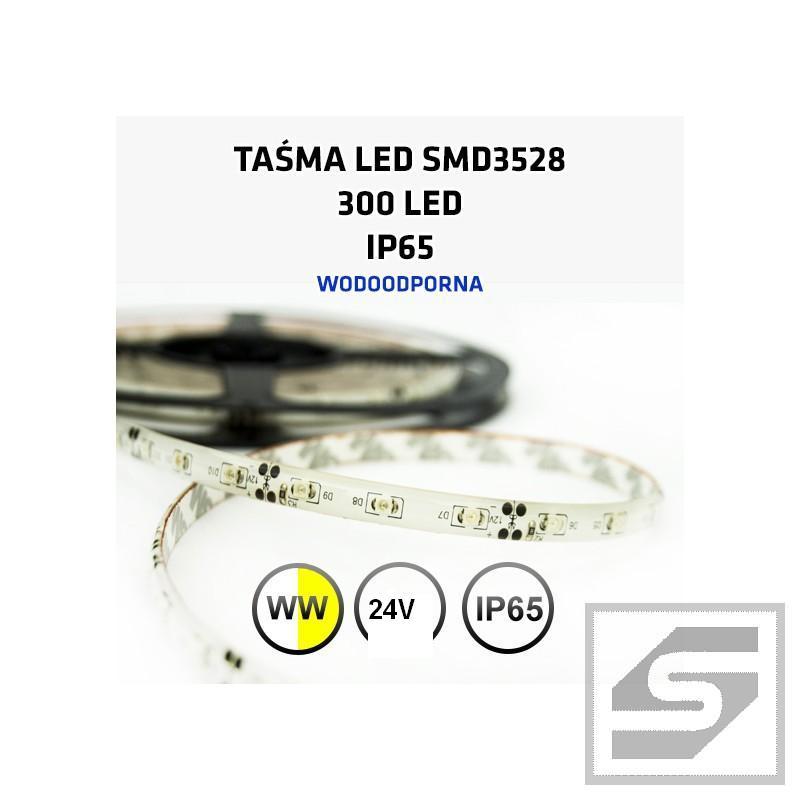 Taśma LED biała ciepł300LED/5m 3528 24VDC/IP65 LEDstrip3528WW/60