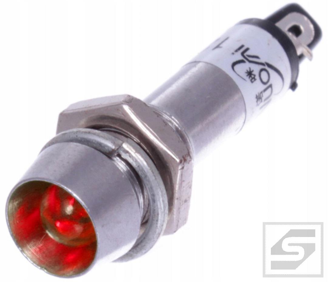 Kontrolka LED IND8-12R-B;12VDC;IP40 wklęsła;metal;czerwony;otw.m.8.2mm