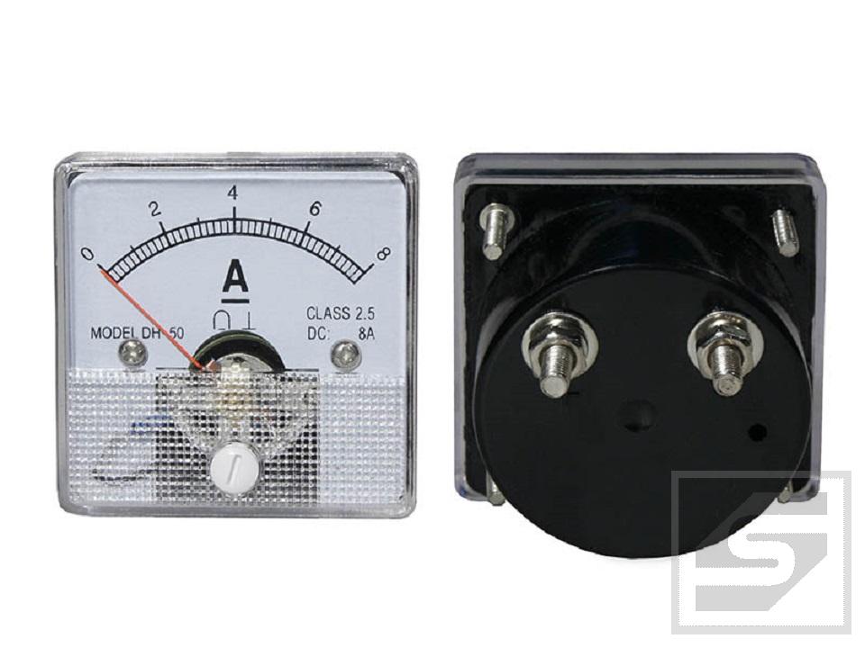 Miernik analogowy amperomierz 0-8A kwadrat 8A+bocznik MODEL DH-50/8A