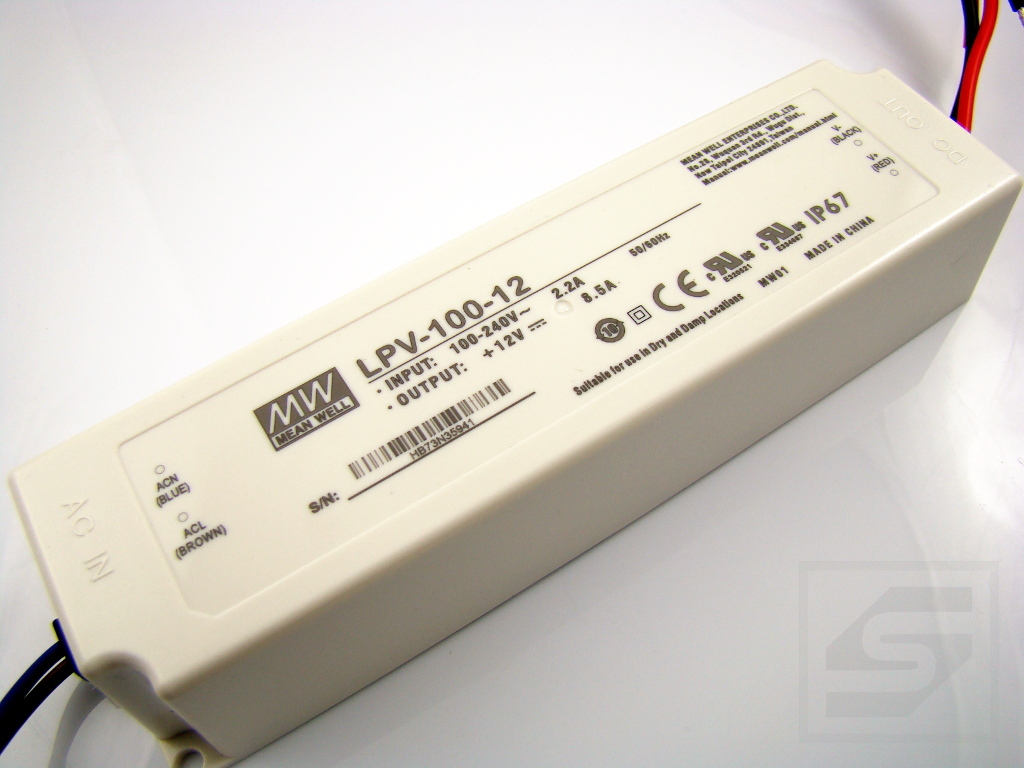 Zasilacz LED LPV-100-12 MEAN WELL 102W;12VDC;8.5A;hermetyczny IP67;