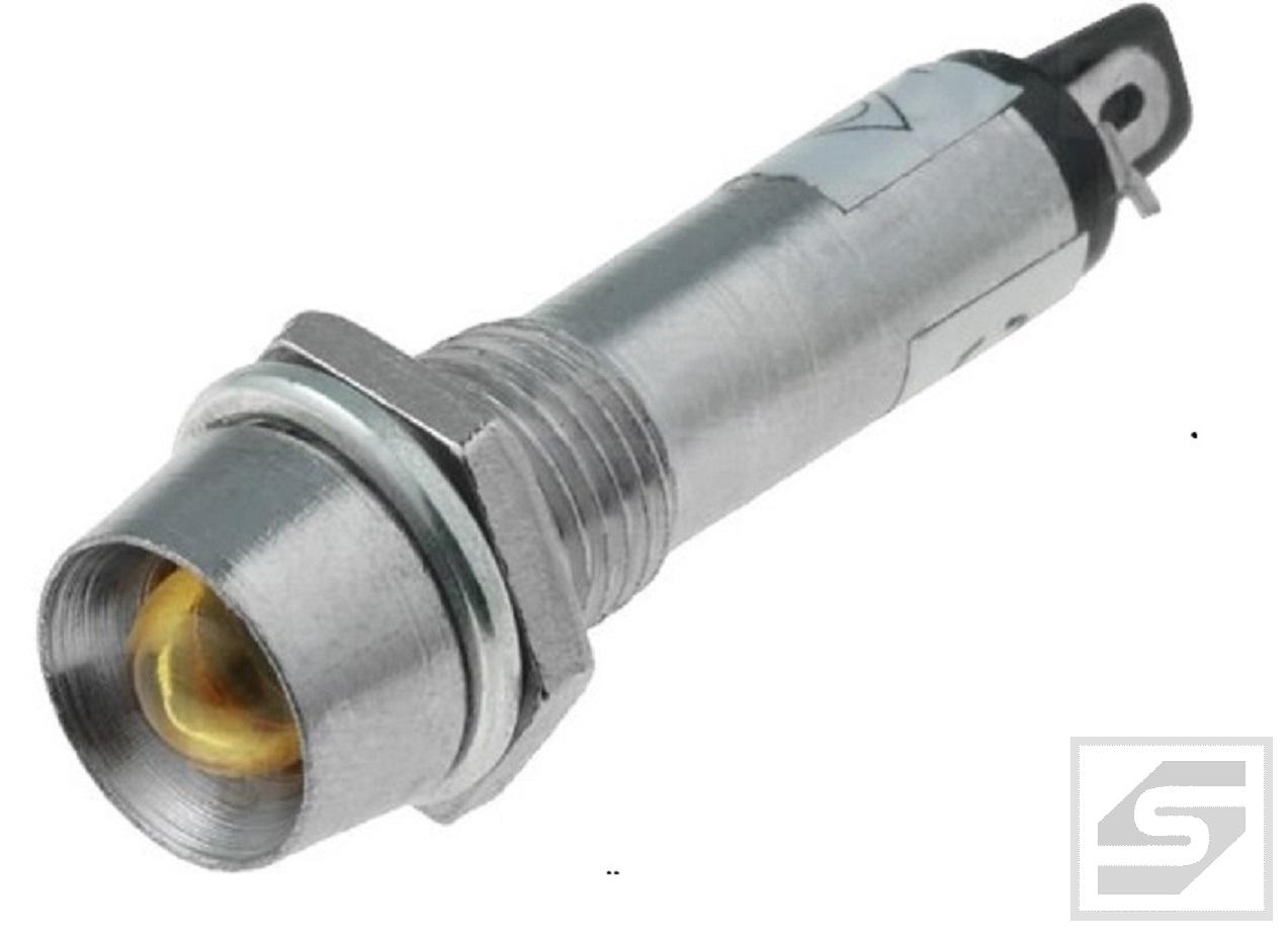 Kontrolka LED IND8-12Y-B;12VDC;IP40 wklęsła;metal;źółty;otw.mont.8.2mm