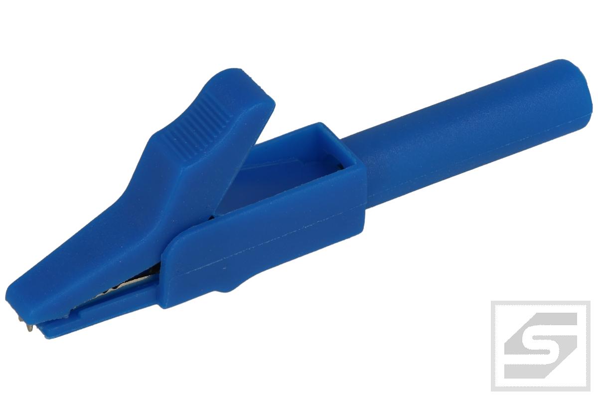Krokodylek 27.258.5 niebieski;56mm; wtykany(gn. bananowe 4mm);15A/300V