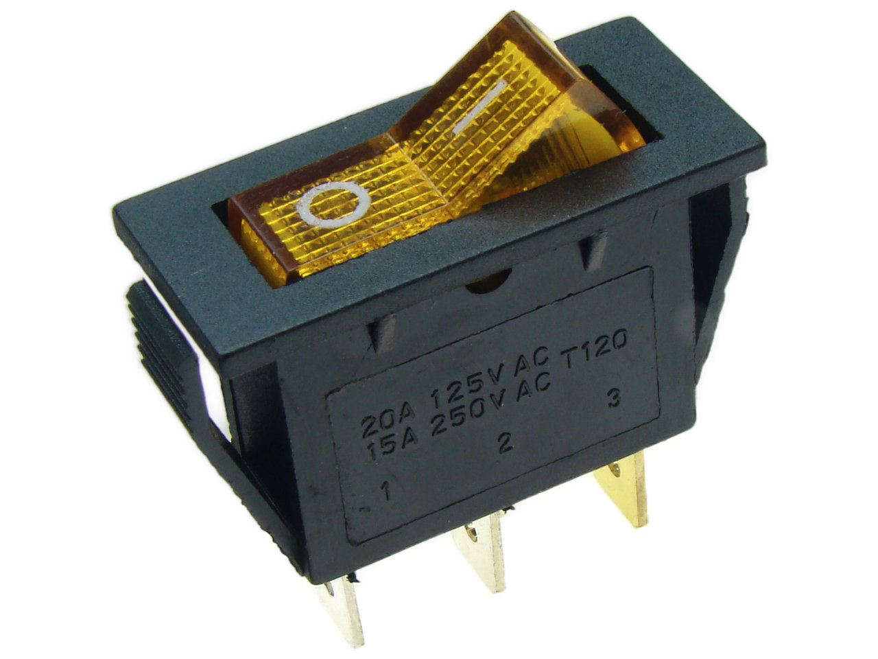 Przełącznik podśw.śr.żółty 250V 15A/250VAC IXL-101-2C RoHS