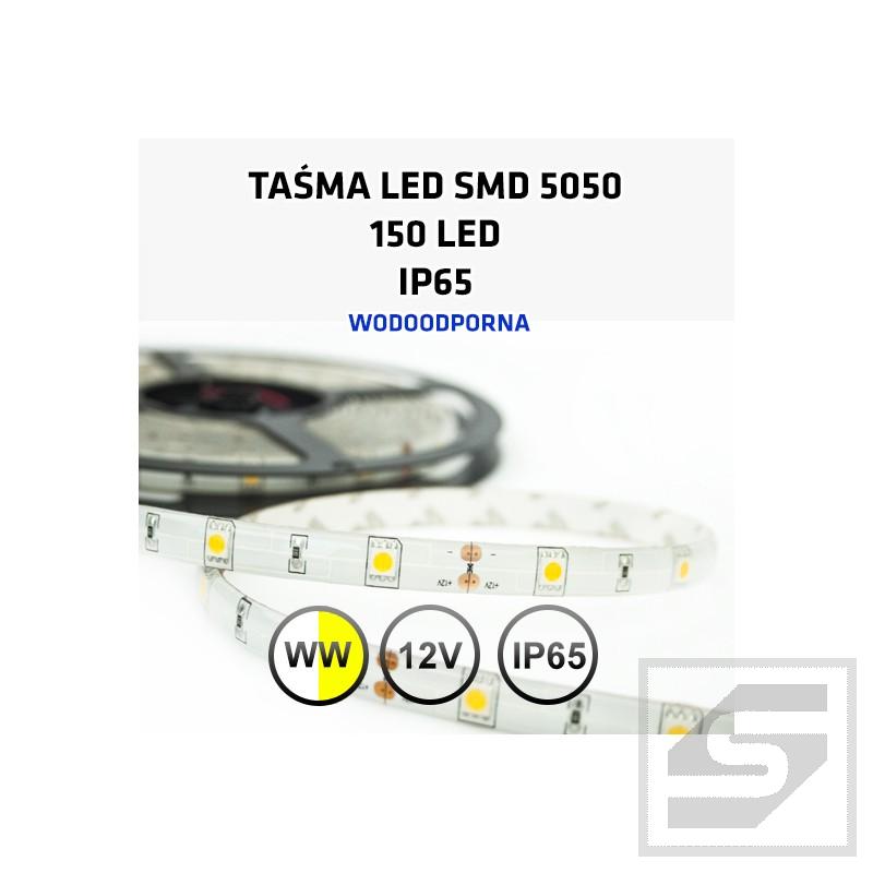 Taśma LED biała ciepł150LED/5m 5050 12VDC/IP65/36W LEDstrip5050WW/30