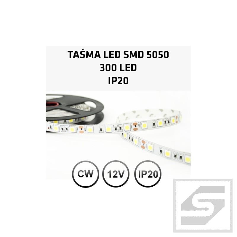 Taśma LED biała zimna300LED/5m 5050 12VDC/IP20/72W LEDstrip5050CW/60