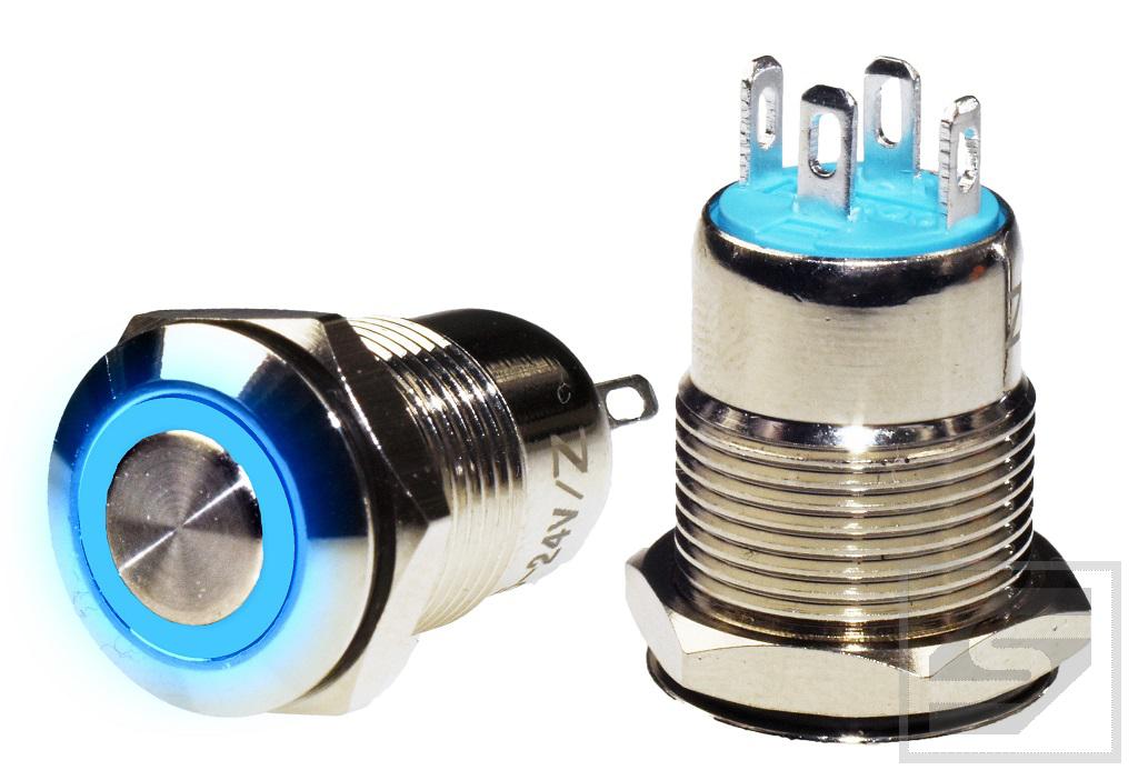 Przycisk LB12B/B5-24V;12mm;RING;LED niebieski;2A/250V;bistabilny;21.3mm