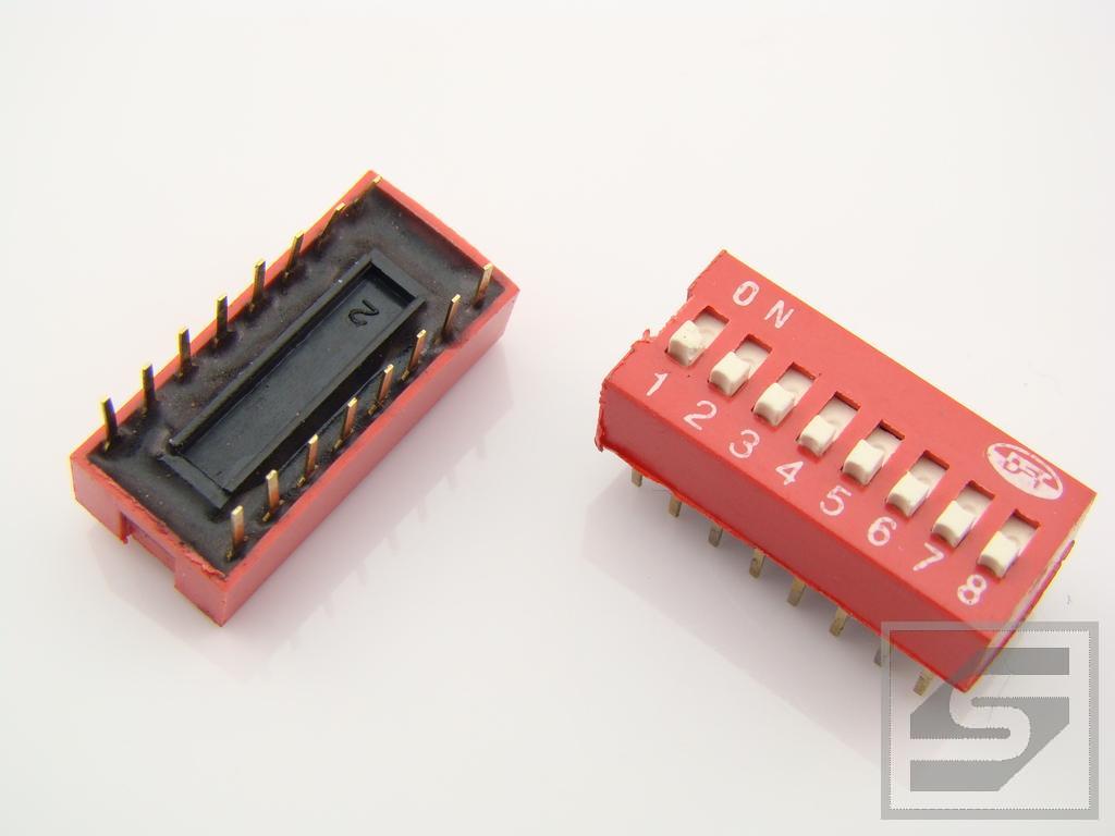 DIP switch 8 poz. przełącznik RoHS czerwony