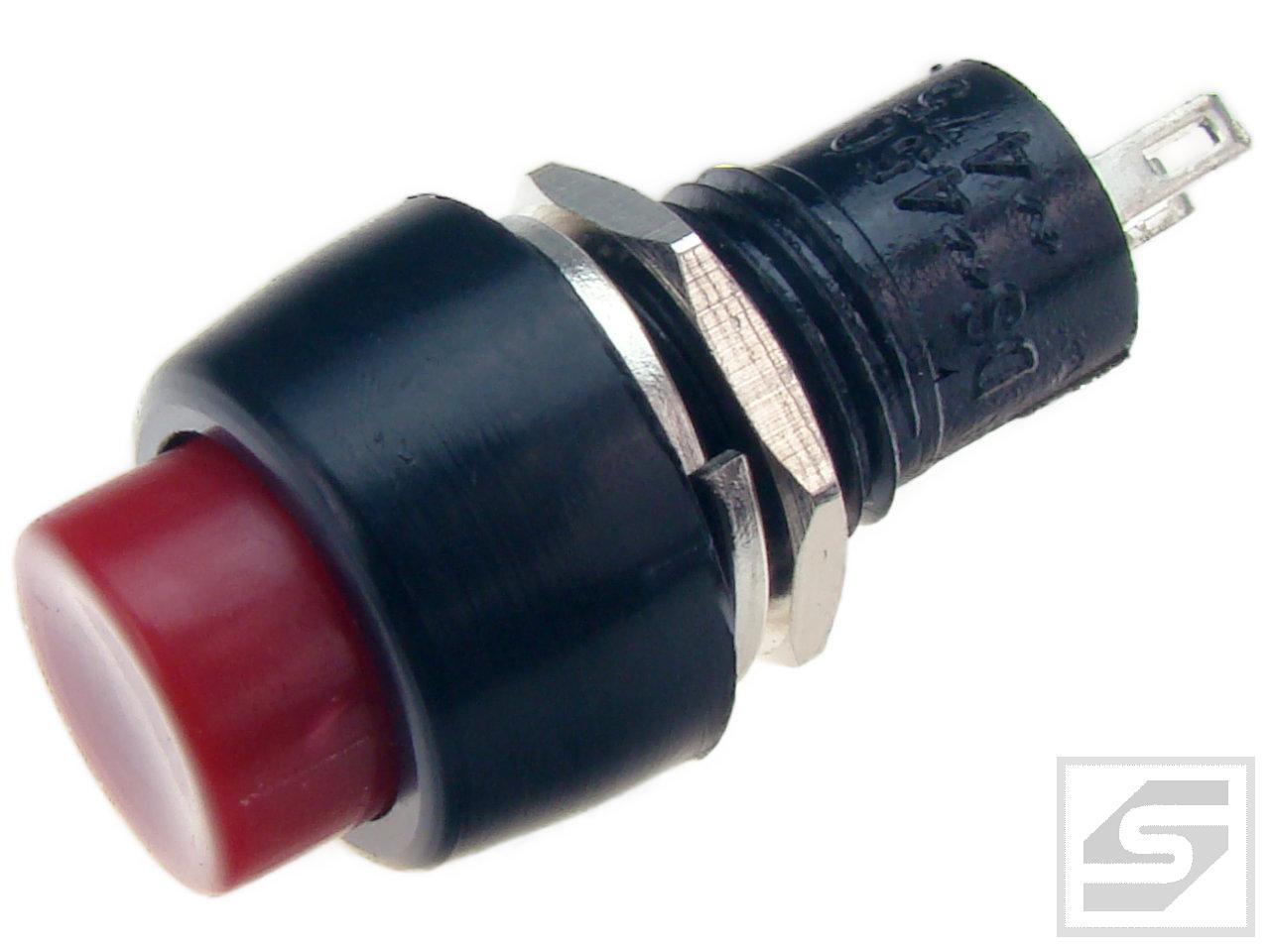 Przełącznik PBS-20B-2R;czerwony;1A; 250VAC;monostabilny;otw.montaź.10mm