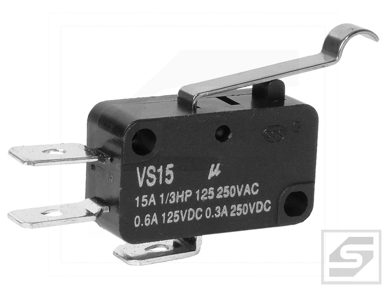 Mikroprzełącznik VS15N04-1C HIGHLY z dźwignią podgiętą 24.5mm;15A/250V