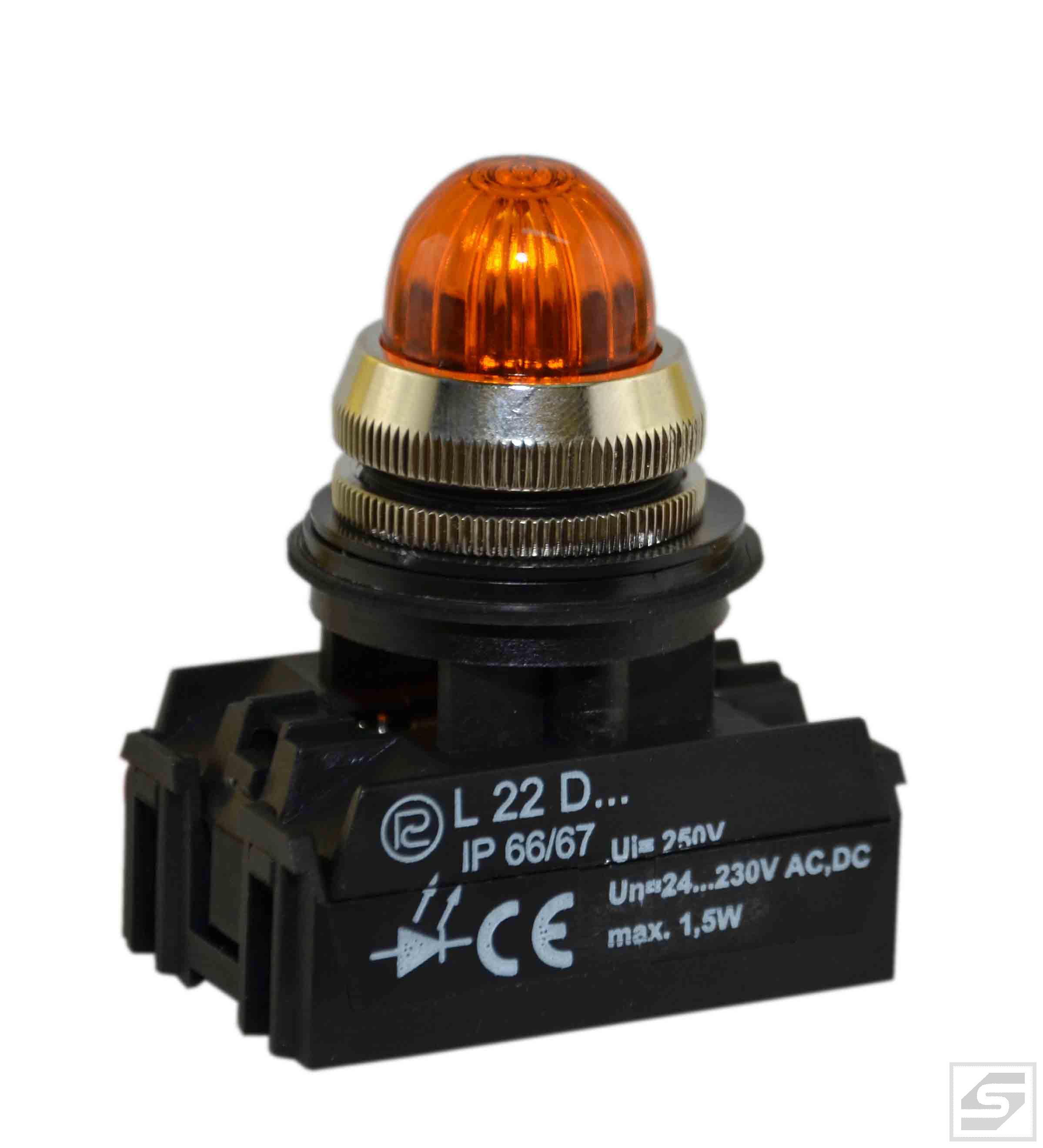 Lampka LED L22GDg 24-230VAC/DC;22mm żółta;max.1.5W;SN-PROMET;IP66/67