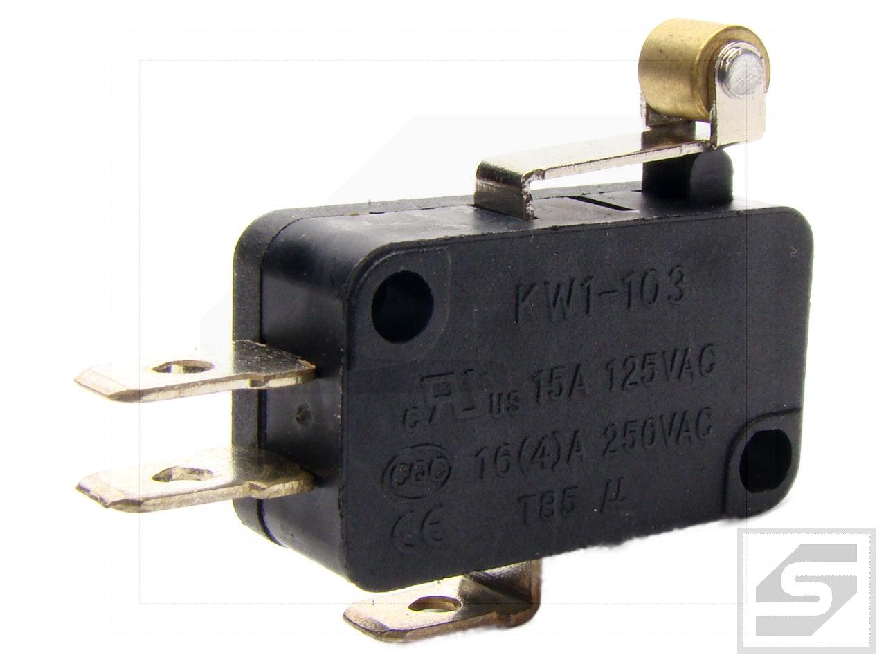 Mikroprzełącznik MSW-03 LR-15; z rolką dźwignia 15mm;16A/250V