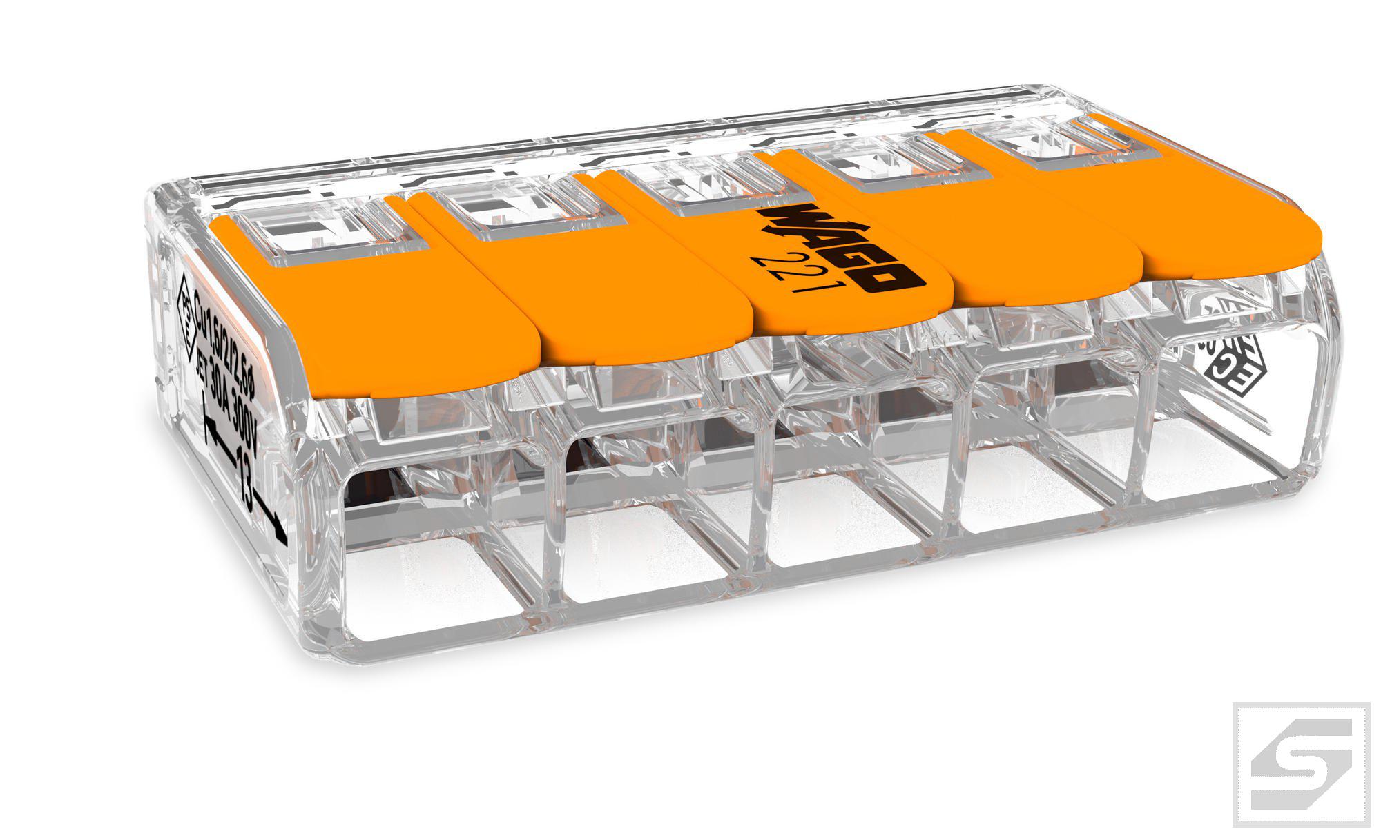 Złączka instalacyjna 221-615;5-tor. COMPACT; 41A; 450V; 0.5-6mm2; WAGO;