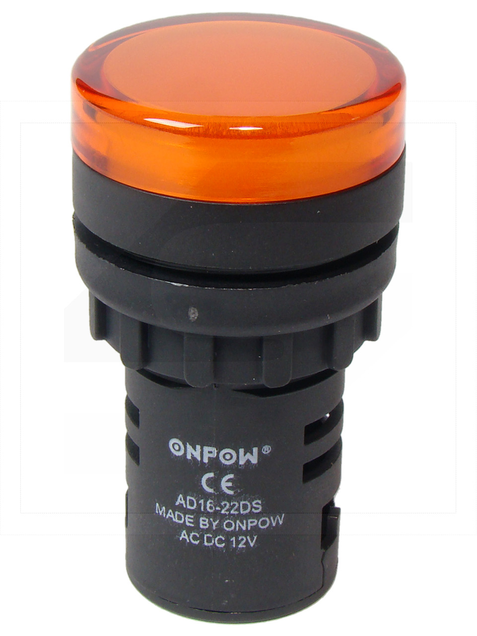 Kontrolka AD16-22DS/O-12VAC/DC;22mm pomarańcz.;podśw.LED 12V;IP40;ONPOW