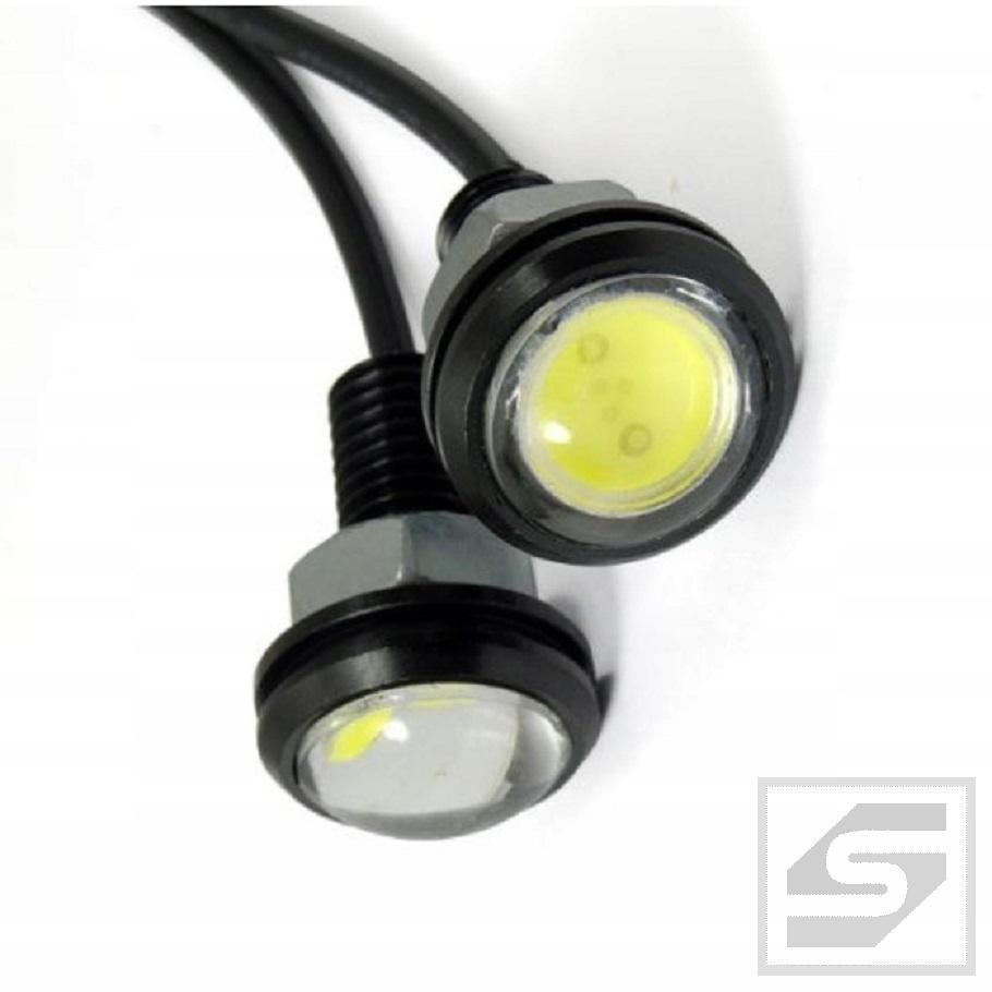 Żarówka LED 1W 12V;biała;czarna; otw.m.-10mm;śred.-23mm;przewód-50cm