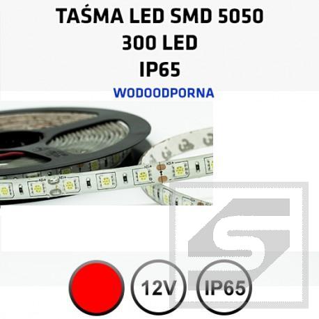 Taśma LED czerwona   300LED/5m 5050 12VDC/IP65 LEDstrip5050R/60