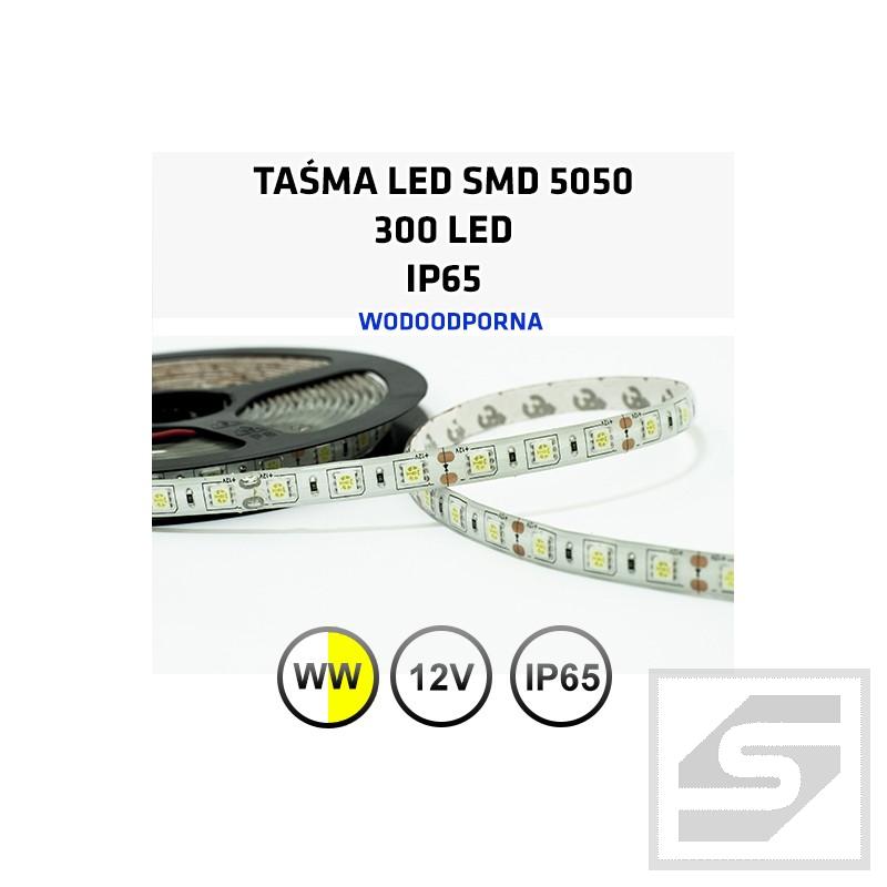 Taśma LED biała ciepł300LED/5m 5050 12VDC/IP65/72W LEDstrip5050WW/60