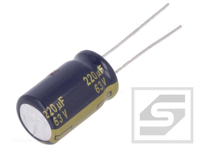 Kondensator elek.  220uF/63V;Low(M) 105C;10x20mm;seria FC;Panasonic(36)