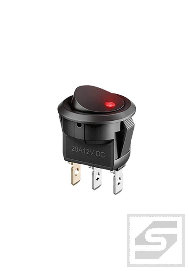 Przełącznik IRS101R;20A/12V;ON-OFF; bistabilny;podśw. 12V czerwony;