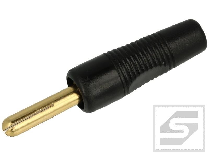 Wtyczka bananowa BS425GOLD-czarna 4mm; RoHS