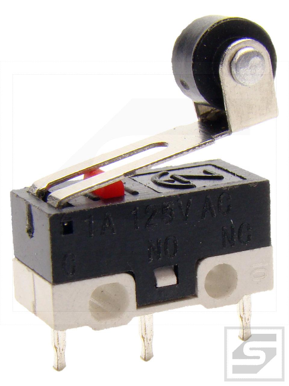 Łącznik mini MSW-23/KW10R-L10mm z dźwignią 10mm i rolką;1A;125VAC