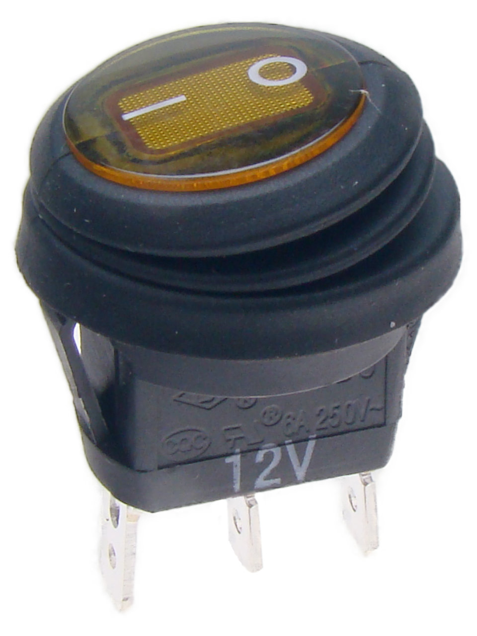 Przełącznik hermetyczny KCD8Y-12VDC 20A;podśw.żółty;4.8mm;ON-OFF;20mm