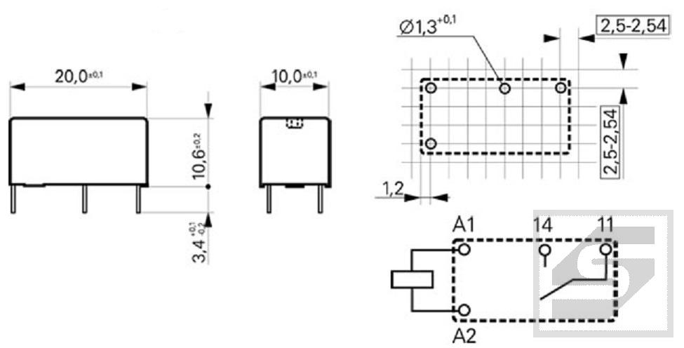 Przekaźnik RE030005;5VDC;6A/250VAC; SPST-NO;SCHRACK;AgCdO;200mW;IP67