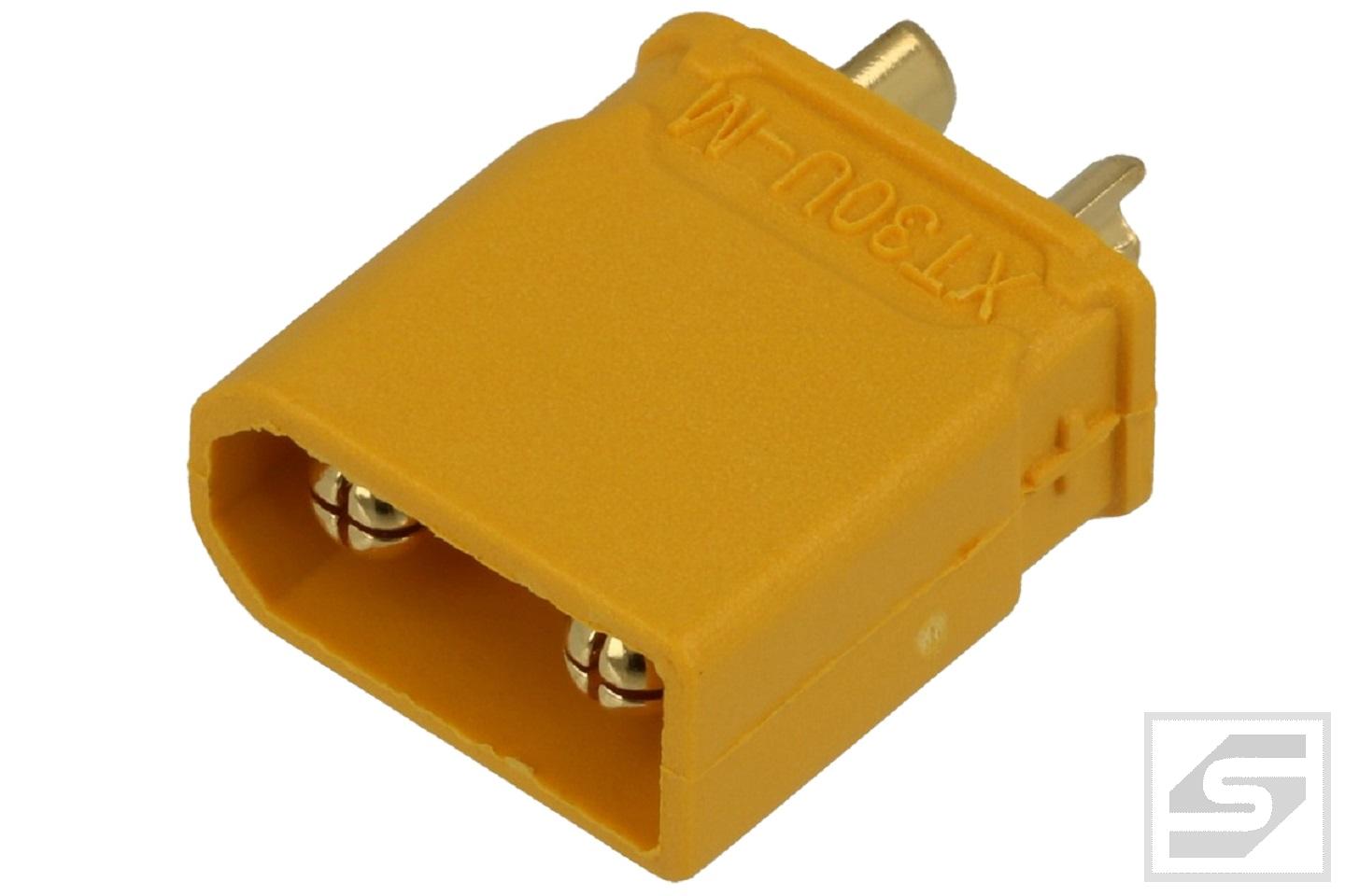Wtyk XT30U-M/2-tory;30A;500V;proste żółty;lutowany;zasilające DC;Amass