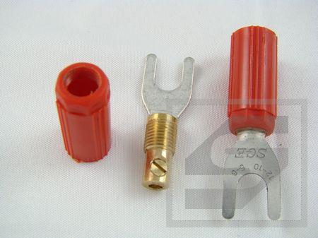 Wtyczka widełkowa WB-14 czerwona 24A;60V;44mm;RoHS
