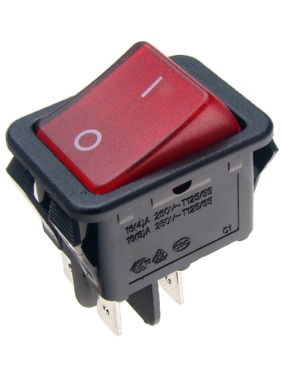 Przełącznik klaw. R210-1-C5G-BR9NWC 16A;250VAC;podświetl.czerwony;Canal