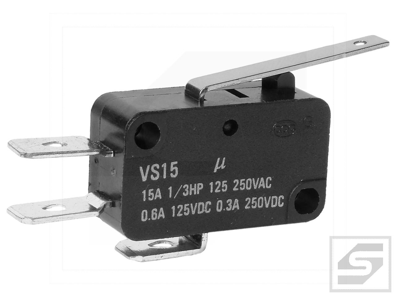 Mikroprzełącznik VS15N02-1C HIGHLY z dźwignią 27.5mm;15A/250V;RoHS