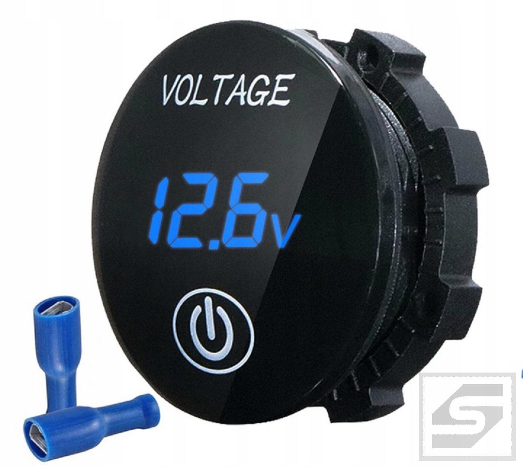 Woltomierz LED 5-48VDC;niebieski; ON/OFF;dotykowy;29mm;procentowy;
