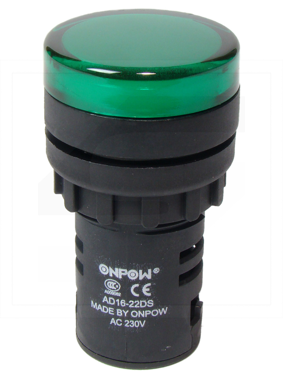 Kontrolka AD16-22DS/G-230VAC;22mm; zielona;podśw.LED 230V;IP40;ONPOW
