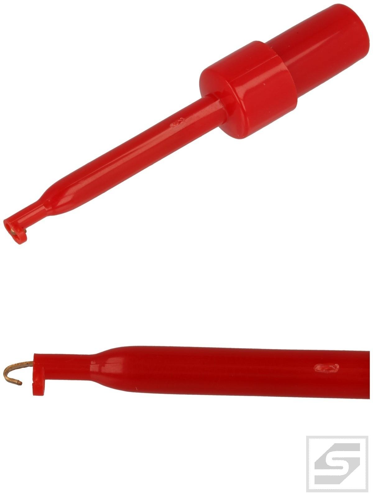 Chwytak pomiarowy R8-H16E-R;czerw.; haczykowy;3A;60V;gniazdo banan 2mm;