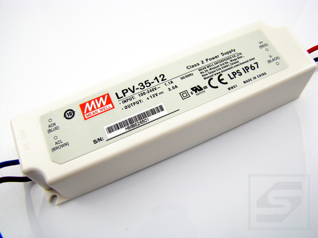 Zasilacz LED LPV-35-12 MEAN WELL 36W;12VDC;3A;hermetyczny;IP67