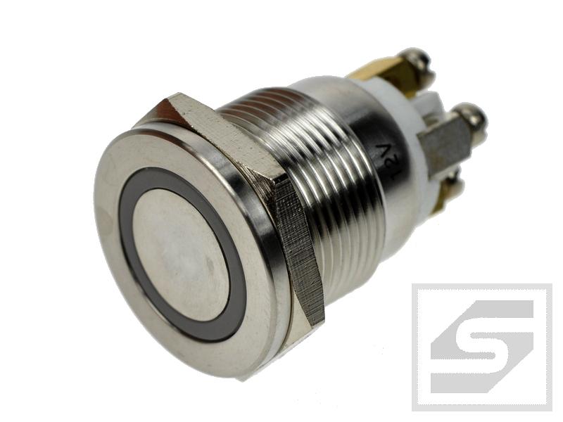 Przełącznik GQ19PF-10E/R/12V/S;19mm OFF-(ON);monostabilny;czerwony ring