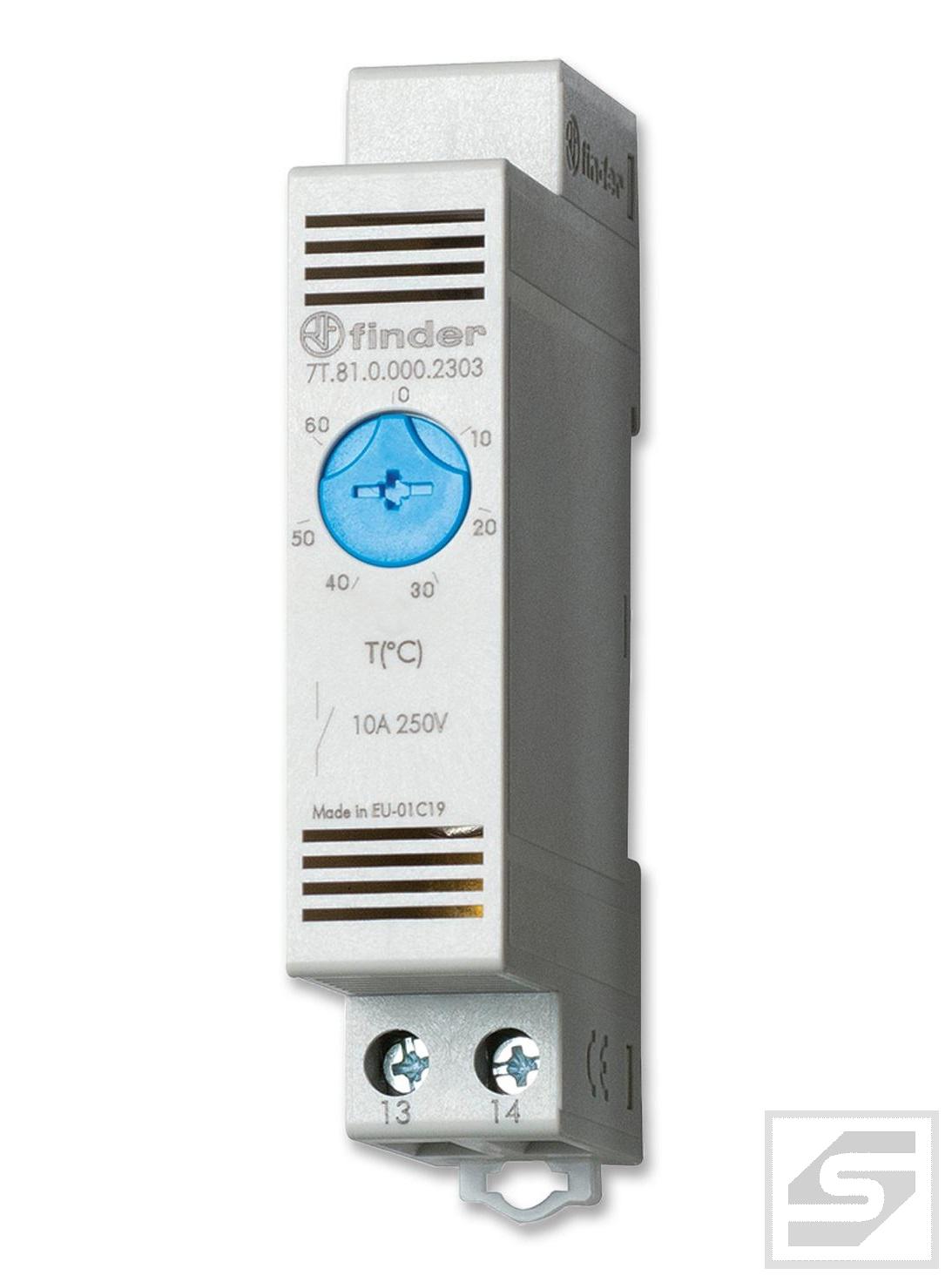 Termostat 7T.81.0.000.2303 FINDER NO;0..60st.C;10A;250V AC;do szafy;