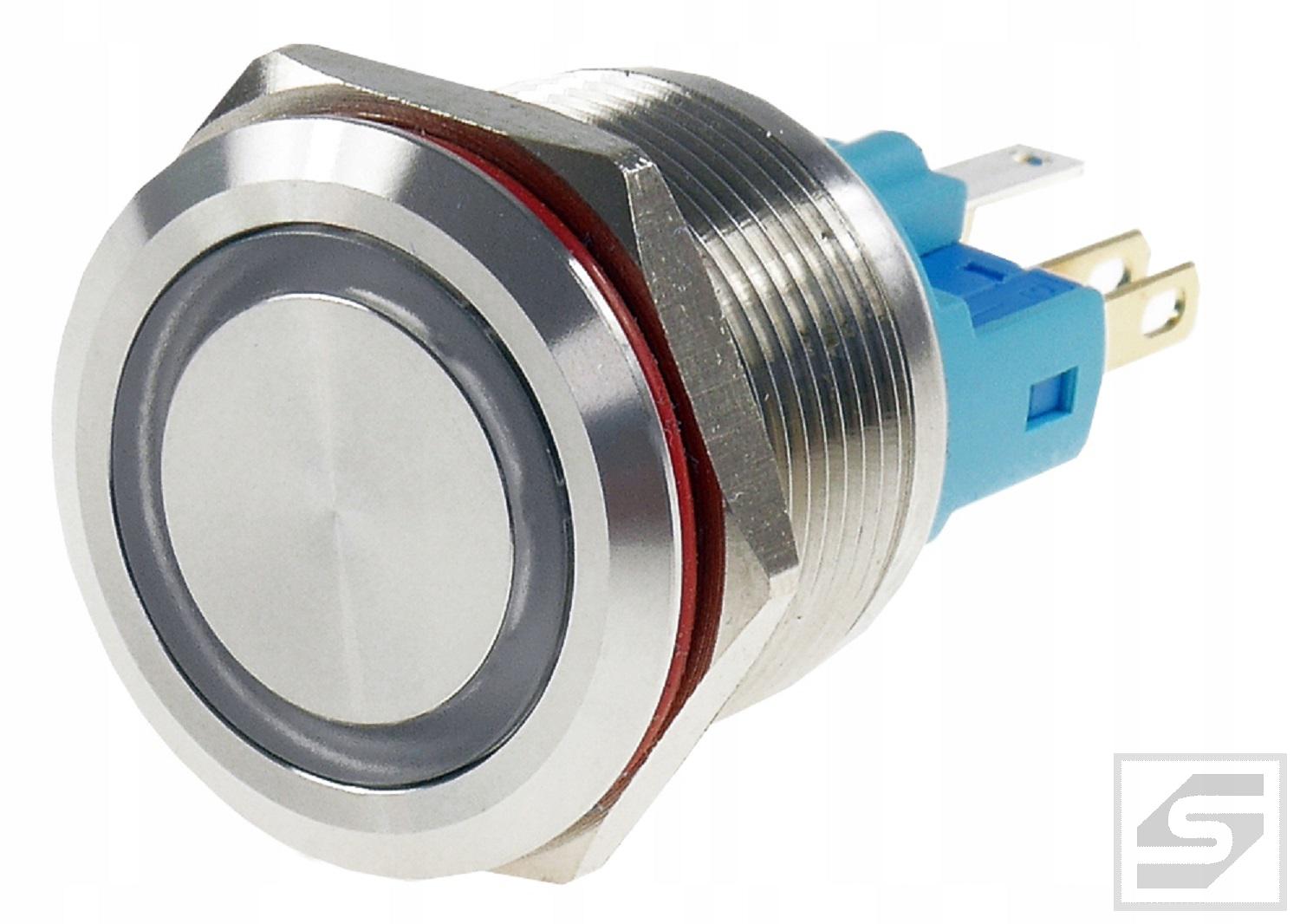 Przełącznik LB22MR-WHITE 22mm RING podśw. LED 9-24VDC;chwilowy;2A/250V