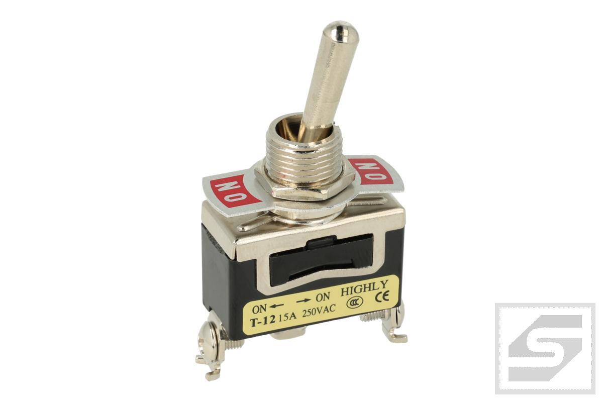 Przełącznik T-12BS;bistabilny;ON-ON ;1 tor;15A;250VAC;otw.m.12mm;Highly