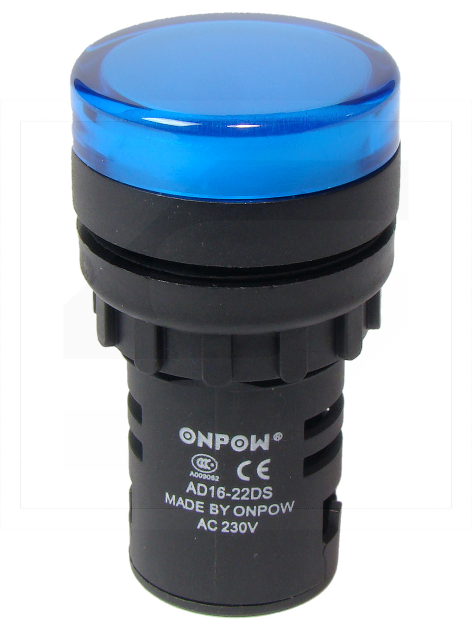 Kontrolka AD16-22DS/B-230VAC;22mm; niebieska;podśw.LED 230V;IP40;ONPOW