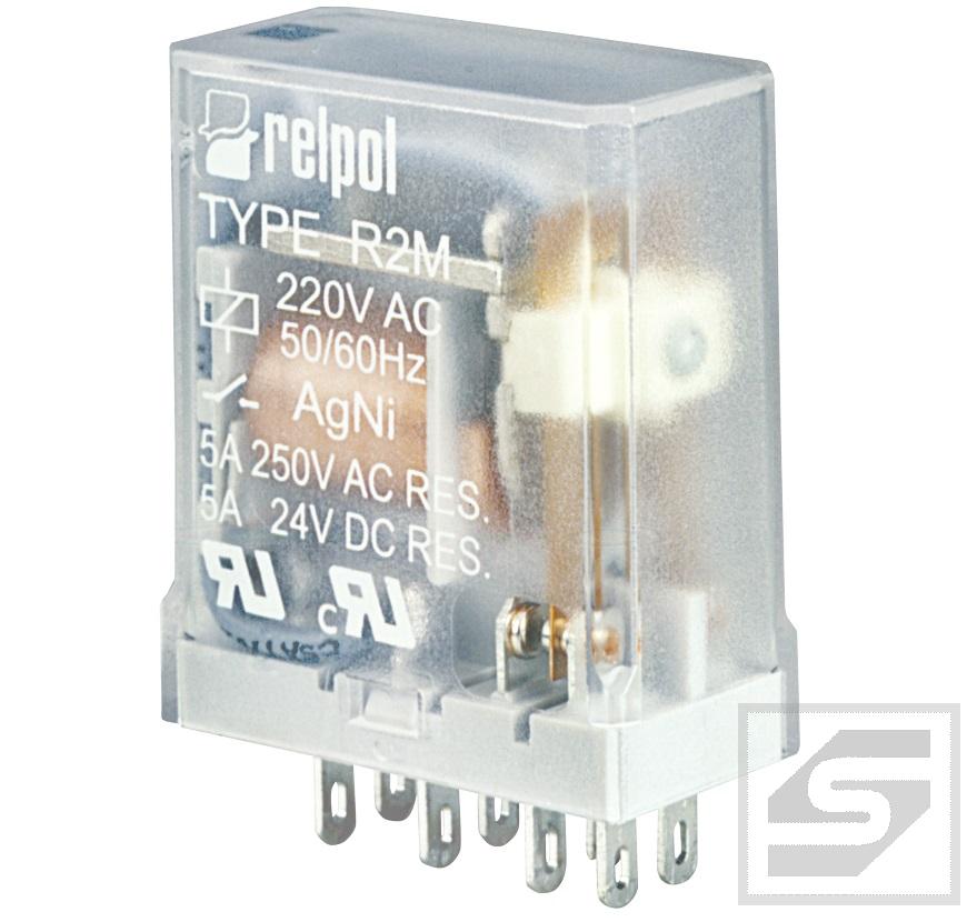 Przekaźnik R2M-2012-25-5110 110VAC 5A;dwa zestyki przełączne do PCB