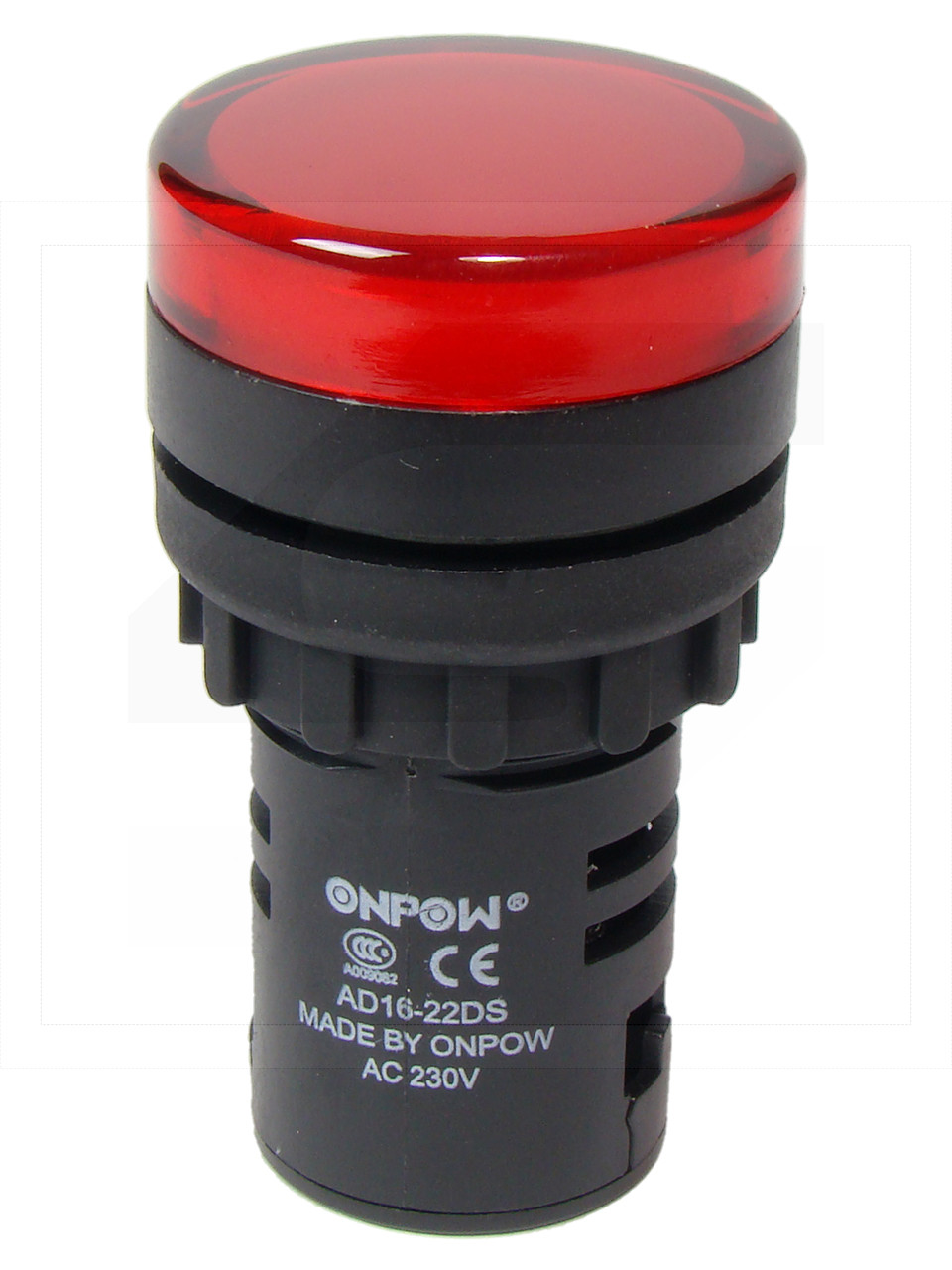 Kontrolka AD16-22DS/R-230VAC;22mm; czerwona;podśw.LED 230V;IP40;ONPOW