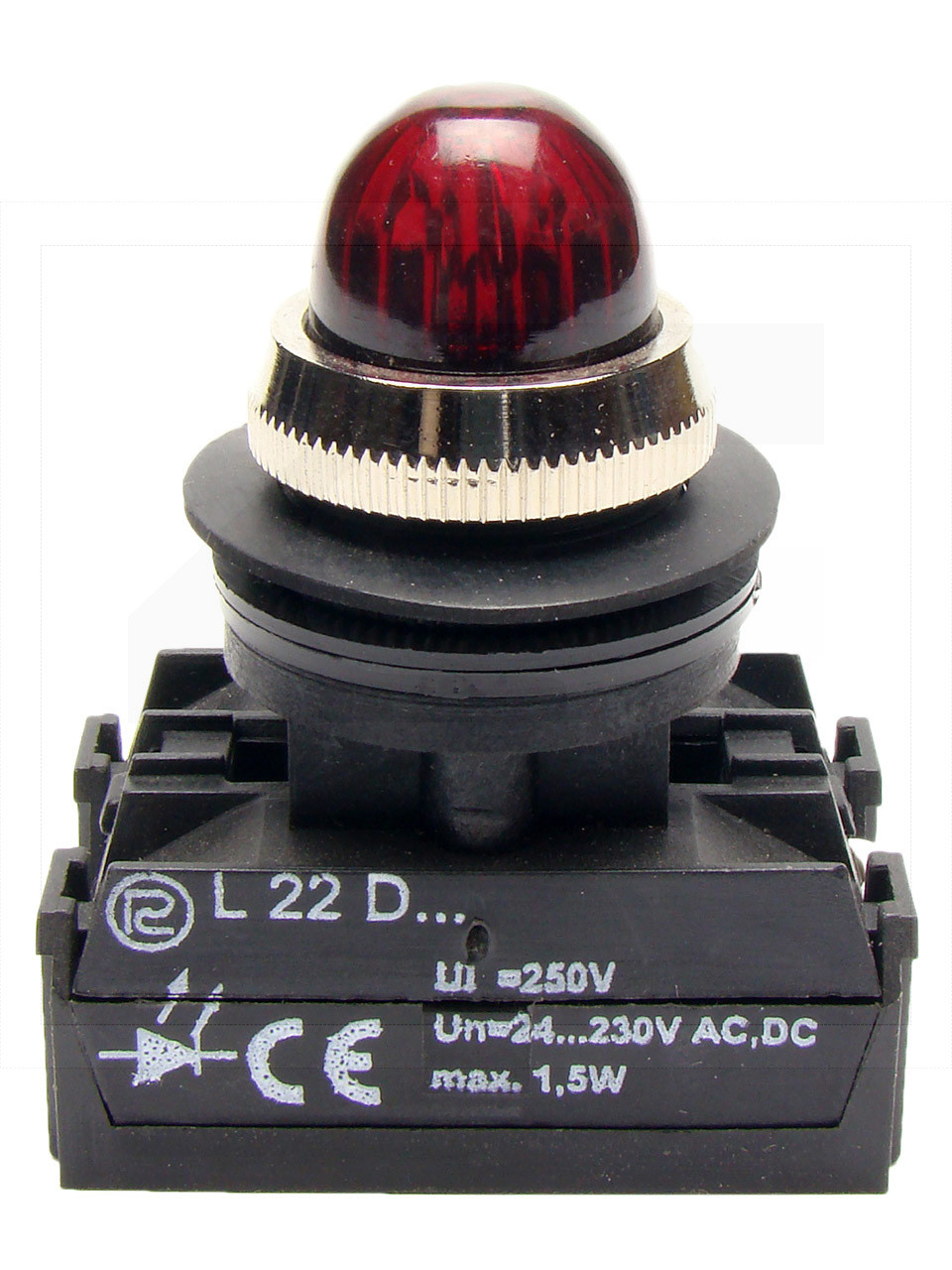 Lampka LED L22GDc 24-230VAC/DC;22mm czerwona;max.1.5W;SN PROMET;IP66/67