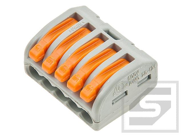 Złączka instalacyjna 222-415;5-tor. 24A; 450V; 0.2-4mm2;WAGO;na przewód