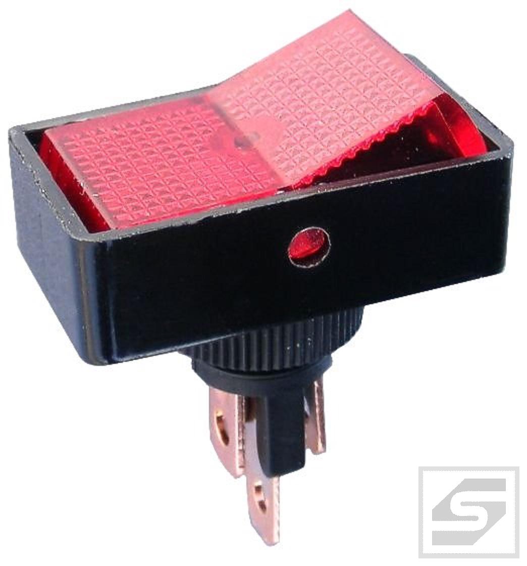 Przełącznik klawiszowy ASW-11D;35A 12VDC;czerwony;podświetlany;ON-OFF