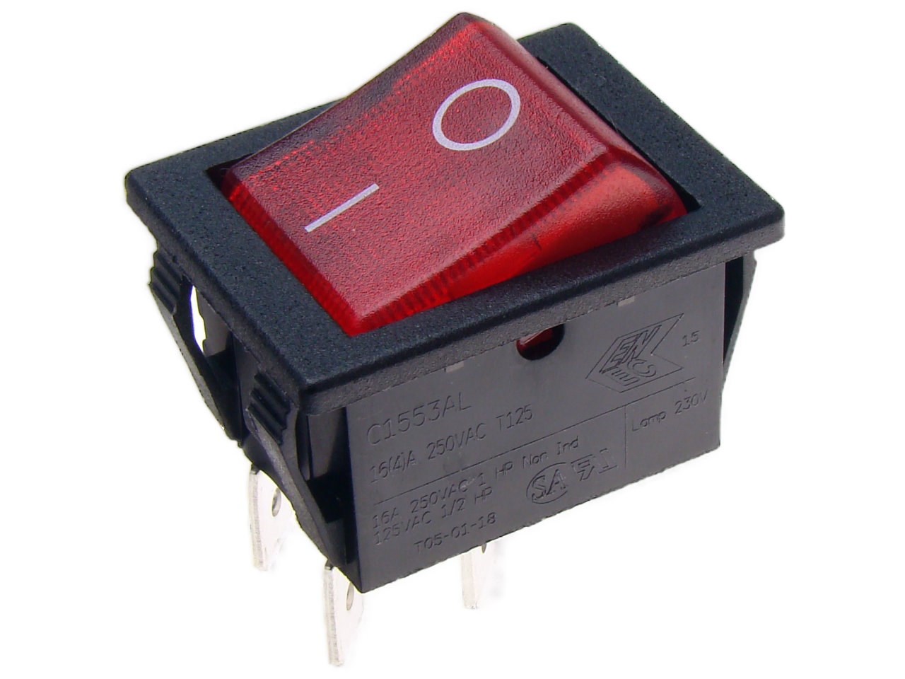 Przełącznik klawiszowy C1553ALBR3 czerwony;ON-OFF;podśw.neon.250V/16A